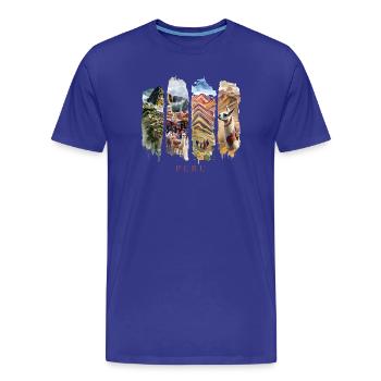 Peru Vacation Travel – Inca & Mountain Motif - Men's Premium Organic T-Shirt - royal blue - Front - Damien (186cm)