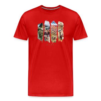 Peru Vacation Travel – Inca & Mountain Motif - Men's Premium Organic T-Shirt - red - Front - Damien (186cm)