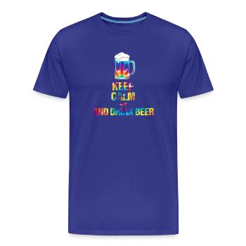 Keep  Calm and drink beer Tie-Dye - Männer Premium Bio T-Shirt - Königsblau - Vorne - Damien (186cm)