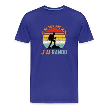 Retro Hike: Ich bin nicht verfügbar - Männer Premium Bio T-Shirt - Königsblau - Vorne - Damien (186cm)
