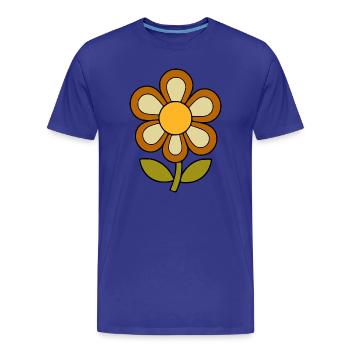 70s flower pattern retro flowerpower - Men's Premium Organic T-Shirt - royal blue - Front - Damien (186cm)