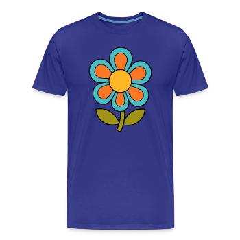 70s flower pattern retro flowerpower - Men's Premium Organic T-Shirt - royal blue - Front - Damien (186cm)
