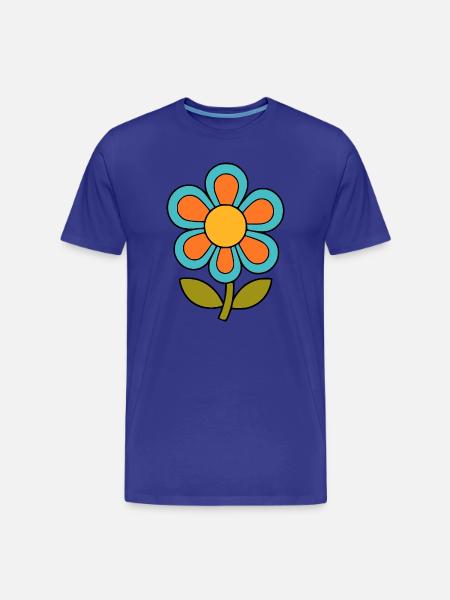 70s flower pattern retro flowerpower - Men's Premium Organic T-Shirt - royal blue