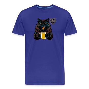 Katze mit Statement "Streite nicht mit mir" - Männer Premium Bio T-Shirt - Königsblau - Vorne - Damien (186cm)