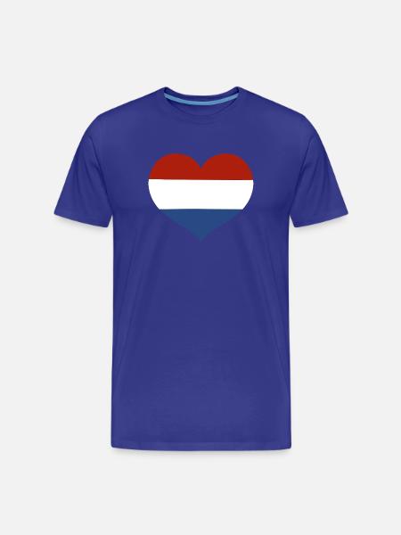 Netherlands Flag Heart - Men's Premium Organic T-Shirt - royal blue