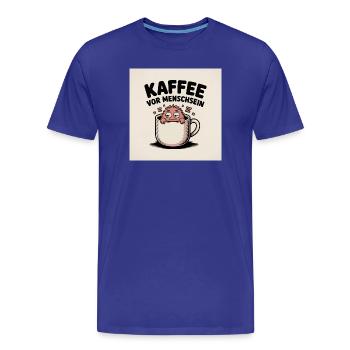 Dessin animé Coffee Before Being Human - T-shirt bio Premium Homme - bleu roi - Devant - Damien (186cm)