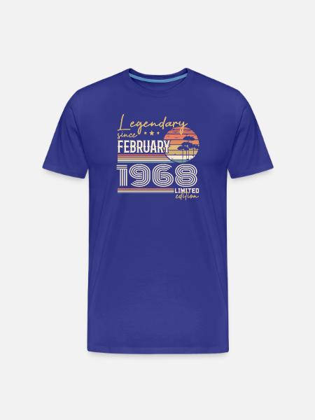 Février 1968 anniversaire 1968 légendes Février - T-shirt bio Premium Homme - bleu roi