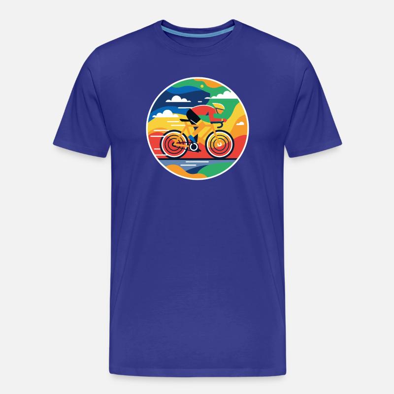 Bunter Radfahrer Rundbild - Männer Premium Bio T-Shirt - Königsblau