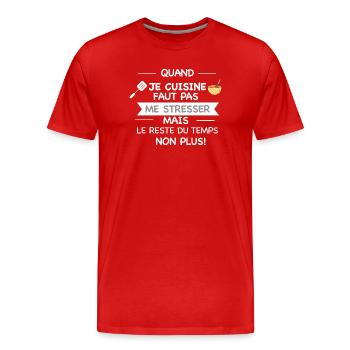 Humorvolle Küchenschürze - Männer Premium Bio T-Shirt - Rot - Vorne - Damien (186cm)