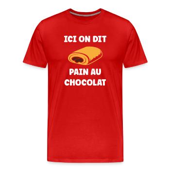 Pain au chocolat illustré - T-shirt bio Premium Homme - rouge - Devant - Damien (186cm)