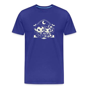 Nachtaktives, niedliches Vampirduo - Männer Premium Bio T-Shirt - Königsblau - Vorne - Damien (186cm)