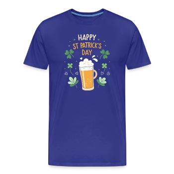 St. Patrick's Day foam beer and clovers - Men's Premium Organic T-Shirt - royal blue - Front - Damien (186cm)