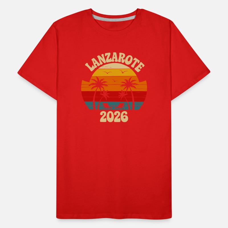 Lanzarote 2026 Sunset Palm Tree Design Men's Premium Organic T-Shirt