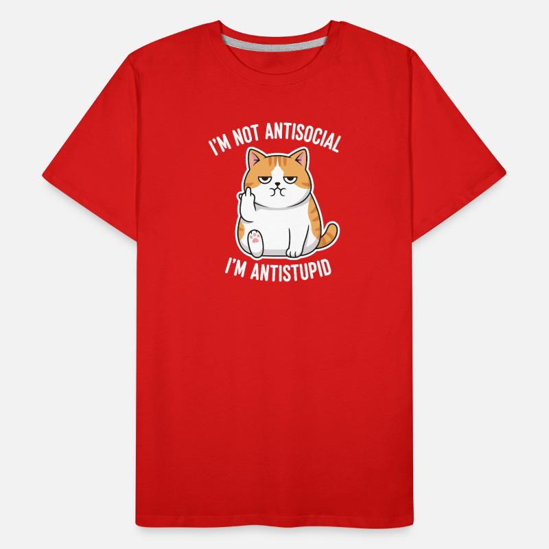 Grumpy Attitude Cat Antistupid T-shirt bio Premium Homme