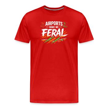 Reiseangst-humor, Flughafen-chaos, Fliegen Ist - Männer Premium Bio T-Shirt - Rot - Vorne - Damien (186cm)