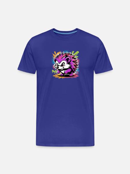 Neon Fraffiti Igel Farbexplosion - Männer Premium Bio T-Shirt - Königsblau