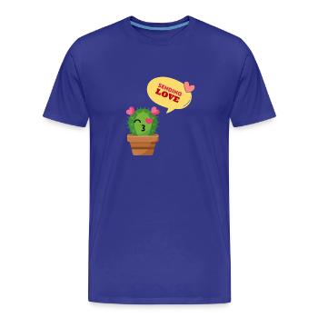 Cute Cactus Sending Love - Männer Premium Bio T-Shirt - Königsblau - Vorne - Damien (186cm)