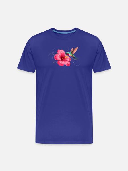 Kolibri an Hibiskusblüte  - Männer Premium Bio T-Shirt - Königsblau