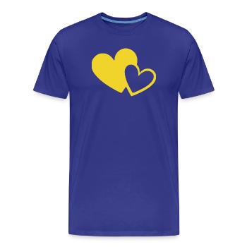 Cœur jaune motif de cœurs KBE jaune - T-shirt bio Premium Homme - bleu roi - Devant - Damien (186cm)