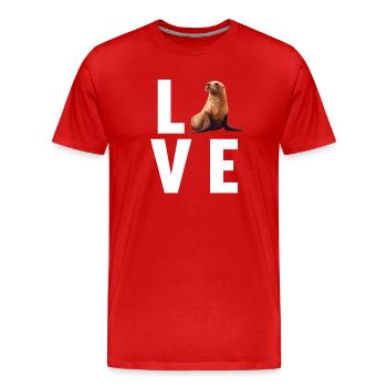 Seelöwen Seelöwe - Männer Premium Bio T-Shirt - Rot - Vorne - Damien (186cm)