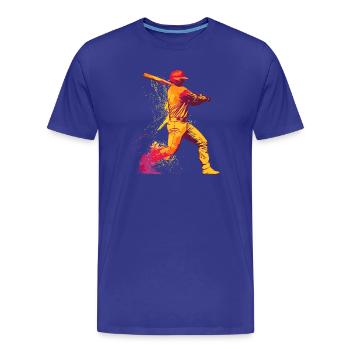 Farbexplosion Baseballschlägerheld - Männer Premium Bio T-Shirt - Königsblau - Vorne - Damien (186cm)