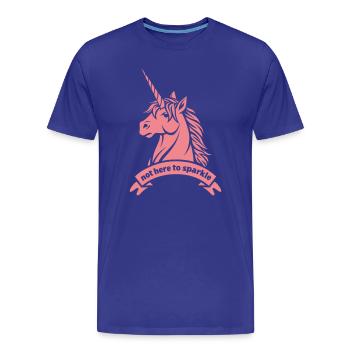 Pas là pour briller – Déclaration sur la licorne - T-shirt bio Premium Homme - bleu roi - Devant - Damien (186cm)