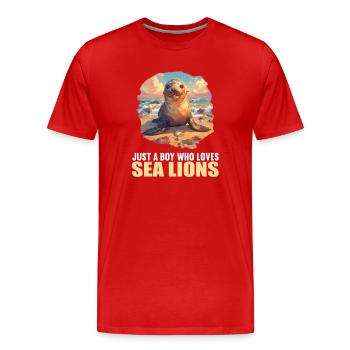 Seelöwen Seelöwe - Männer Premium Bio T-Shirt - Rot - Vorne - Damien (186cm)