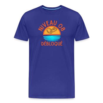 Level 08 Unlocked, Creative and Fresh Design - Men's Premium Organic T-Shirt - royal blue - Front - Damien (186cm)