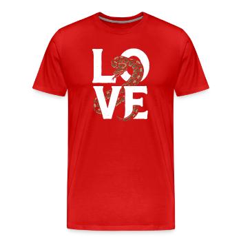 Königspython Schlangen LOVE Terrarium Python - Männer Premium Bio T-Shirt - Rot - Vorne - Damien (186cm)