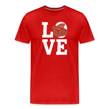 Königspython Schlangen LOVE Terrarium Python - Männer Premium Bio T-Shirt - Rot - Vorne - Damien (186cm)