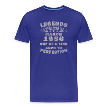 40e anniversaire – mars 1986 Perfection - T-shirt bio Premium Homme - bleu roi - Devant - Damien (186cm)