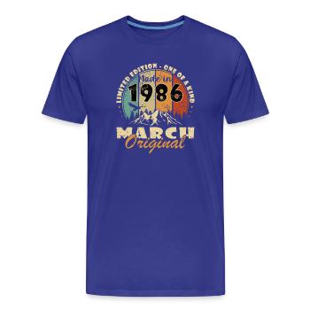 40e anniversaire – mars 1986 Perfection - T-shirt bio Premium Homme - bleu roi - Devant - Damien (186cm)
