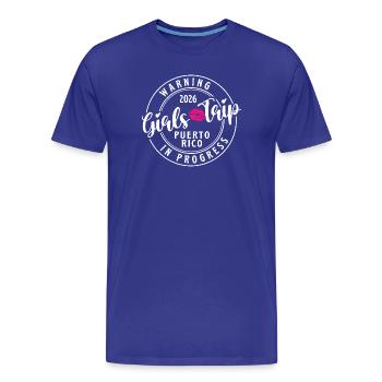 Avertissement : Voyage des filles à Porto Rico Spring Break 2026 - T-shirt bio Premium Homme - bleu roi - Devant - Damien (186cm)