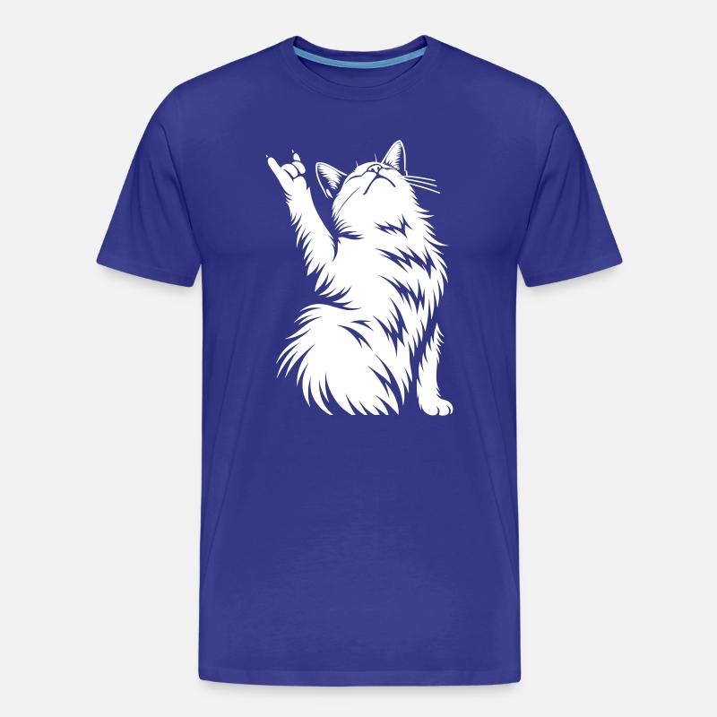 Rock Katze – Devil Horns Silhouette - Männer Premium Bio T-Shirt - Königsblau