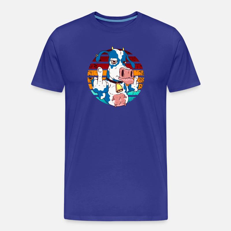 Kuh mit Mittelfinger im Regenbogen - Männer Premium Bio T-Shirt - Königsblau