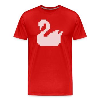 Pixel Swan Pink Silhouette - Men's Premium Organic T-Shirt - red - Front - Damien (186cm)