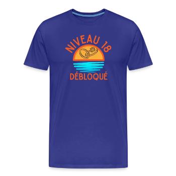 Level 18 Unlocked, a creative and joyful touch - Men's Premium Organic T-Shirt - royal blue - Front - Damien (186cm)