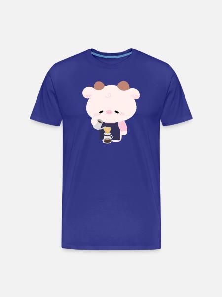 Kawaii Cow Barista  - Men's Premium Organic T-Shirt - royal blue