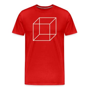 Geometric Wire Cube - Men's Premium Organic T-Shirt - red - Front - Damien (186cm)