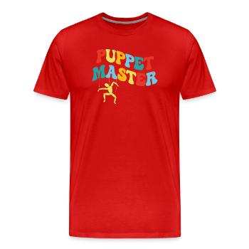 Puppenspieler: Bunte Schaukel-Silhouette - Männer Premium Bio T-Shirt - Rot - Vorne - Damien (186cm)