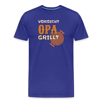 Attention : grand-père grille une tenue de barbecue drôle - T-shirt bio Premium Homme - bleu roi - Devant - Damien (186cm)