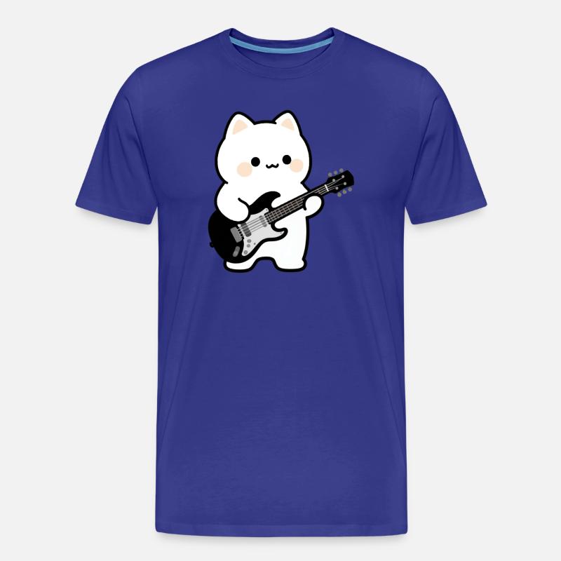 Kawaii Katze mit E-Gitarre - Männer Premium Bio T-Shirt - Königsblau