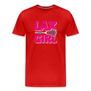 Lax Girl Pink Lacrosse Design - Männer Premium Bio T-Shirt - Rot - Vorne - Damien (186cm)