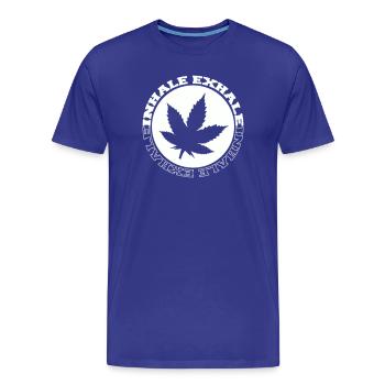 Logo rond de feuilles de cannabis - T-shirt bio Premium Homme - bleu roi - Devant - Damien (186cm)