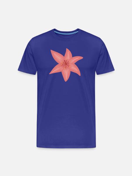 Pink Lily Bloom Illustration - Men's Premium Organic T-Shirt - royal blue