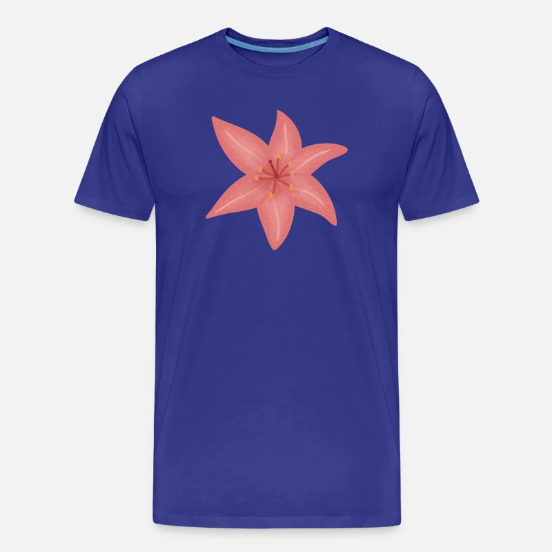 Pink Lily Bloom Illustration - Männer Premium Bio T-Shirt - Königsblau