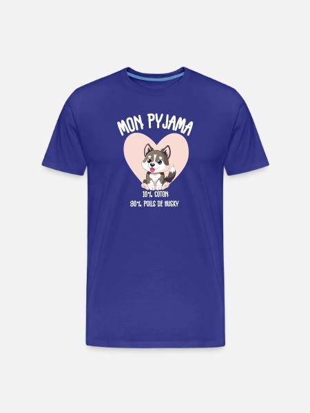 Funny Husky Dog Pajamas - Men's Premium Organic T-Shirt - royal blue