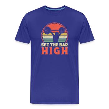 Motivation fitness Bodybuilder Fixe la barre haut - T-shirt bio Premium Homme - bleu roi - Devant - Damien (186cm)