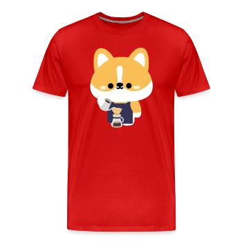 Barista Corgi Pour-Over - Men's Premium Organic T-Shirt - red - Front - Damien (186cm)