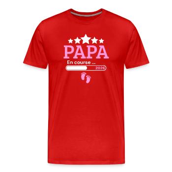 Announcement dad future birth humor - Men's Premium Organic T-Shirt - red - Front - Damien (186cm)
